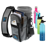 Load image into Gallery viewer, Water Bottle Holder Carrier Bottle Cooler w Adjustable Shoulder Strap Gray 24oz
