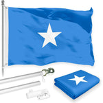 Load image into Gallery viewer, Flag Pole 6FT Silver Tangle Free &amp; Somalia Somalian Flag 3x5 Ft Combo Printed 150D Polyester By G128