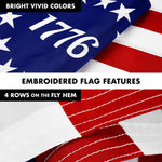 Load image into Gallery viewer, G128 Combo Pack: 5 Ft Tangle Free Aluminum Spinning Flagpole (Black) &amp; Betsy Ross 1776 Flag 2x3 Ft, ToughWeave Series Embroidered 300D Polyester  Pole with Flag Included