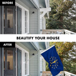 Load image into Gallery viewer, G128 Combo Pack: 5 Ft Tangle Free Spinning Flagpole (Silver) &amp; Indiana Flag 2.5x4 Ft Embroidered 220GSM Spun Polyester, Brass Grommets (Flag Included) Aluminum Flag Pole