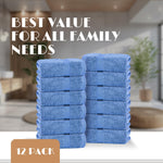 Load image into Gallery viewer, Light Blue Washcloths Set 12 Pack for Body Face Towel 12x12 Inch Cotton Wash Cloths Bulk  Spa Fingertip Wash Clothes Soft Absorbent Gym Towels