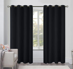 Blackout Curtains for Bedroom Pack of 2 Window Hanging Panels 52 x 84 inch Black