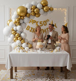 Load image into Gallery viewer, Balloon Garland Arch Kit 146 Pcs White Metallic Gold Confetti Balloons for Baby Shower Birthday Gender Reveal Wedding Party DIY Kit