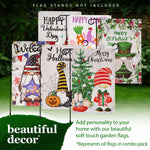Load image into Gallery viewer, G128 Garden Flag Set Holiday Gnomes 12x18 6 pieces Blockout Fabric