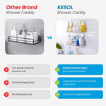 Load image into Gallery viewer, 2 Pack Silver Adhesive Shower Caddy Shower Shelf Organizer for Bathroom Organization with Hooks SUS304 Stainless Steel
