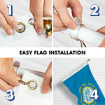 Load image into Gallery viewer, G128 Combo Pack: 6 Ft Tangle Free Spinning Flagpole (White) &amp; South Dakota Flag 3x5 Ft Printed 150D Polyester, Brass Grommets (Flag Included) Aluminum Flag Pole