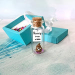 Load image into Gallery viewer, I'm Sorry Gifts for Her and Him Personalised Apology Gift Cute Poop in a Jar and Sorry Card Forgive Me Present Idea (in Teal Blue Box Sorry I was a little Brown Poop)