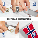 Load image into Gallery viewer, G128 Combo Pack: 6 Feet Tangle Free Spinning Flagpole (Silver) Norway Norwegian Flag 3x5 ft Printed 150D Brass Grommets (Flag Included) Aluminum Flag Pole