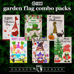 Load image into Gallery viewer, G128 Garden Flag Set Holiday Gnomes 12x18 6 pieces Blockout Fabric