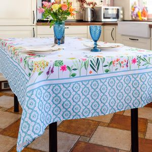 Floral Color Rectangle Tablecloth 60x84 inch Non Iron Stain Resistant Polyester