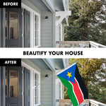 Load image into Gallery viewer, G128 Combo Pack: 6 Ft Tangle Free Aluminum Spinning Flagpole (Silver) &amp; South Sudan South Sudanese Flag 3x5 Ft, LiteWeave Pro Series Printed 150D Polyester  Pole with Flag Included