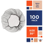 Load image into Gallery viewer, Amazing Black Nylon Hair Nets 30 inch Pack of 100 Disposable Head Caps with Elastic Edge Mesh Stretchable Adult Hairnets for General Use Cooking Food Service Unisex Lightweight Breathable.