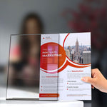 Load image into Gallery viewer, 5 Pack Acrylic Sign Holders 8.5x11 Plastic Stands for Display 8 1 2 x 11 Acrylic Sign Holder with Vertical Slanted Back Clear Plastic Sign Holder Paper Display Table Stand Flyer Document Paper
