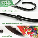 Load image into Gallery viewer, G128 Combo Pack: Garden Flag Stand Black 36 in x 16 in &amp; Garden Flag Winter Decoration Snowman with Festive Evergreen Top Hat 12x18 DoubleSided Blockout Fabric