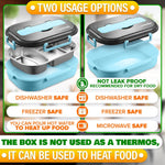 Load image into Gallery viewer, 48.5 Oz Stainless Steel Bento Box Adult with Phone Stand – Reusable Stainless Steel Lunch Box for Hot Food with Durable Plastic &amp; Soft Rubber Cover – Insulated Lunch Containers with Spoon &amp; Chopsticks
