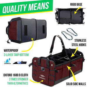 Trunk Organizer with Covering Net Attachable Non Slip Pads and Stainless Hooks Cherrysh