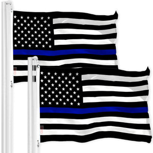 Thin Blue Line American Flag 3x5 Ft 2Pack Printed 150D Polyester