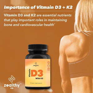 Zealthy Life Vitamin D3 with K2 60 Capsules