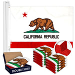 Load image into Gallery viewer, G128 10 PACK: California State Flag 4x6 Ft Double Sided Embroidered 210D Indoor/Outdoor, Brass Grommets, Heavy Duty Polyester, 3ply