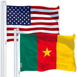 Load image into Gallery viewer, G128 Combo Pack: USA American Flag 3x5 Ft 150D Printed Stars &amp; Cameroon (Cameroonian) Flag 3x5 Ft 150D Printed