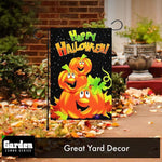 Load image into Gallery viewer, G128 Combo Pack: Garden Flag Stand Black 36x16 Inch &amp; Garden Flag Happy Halloween Three Pumpkins 12x18 Inch