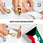 Load image into Gallery viewer, G128 Combo Pack: 6 Ft Tangle Free Aluminum Spinning Flagpole (White) &amp; Kuwait Kuwaiti Flag 3x5 Ft, LiteWeave Pro Series Printed 150D Polyester  Pole with Flag Included