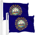 Load image into Gallery viewer, G128 2 Pack: New Hampshire NH State Flag  3x5 Ft  Printed 150D Polyester  Indoor/Outdoor, Vibrant Colors, Brass Grommets, Quality Polyester, Much Thicker More Durable Than 100D 75D Polyester