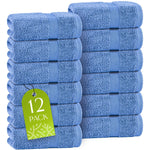 Load image into Gallery viewer, Light Blue Washcloths Set 12 Pack for Body Face Towel 12x12 Inch Cotton Wash Cloths Bulk  Spa Fingertip Wash Clothes Soft Absorbent Gym Towels