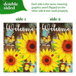 Load image into Gallery viewer, G128 Combo Pack: Garden Flag Stand Black 36 in x 16 in &amp; Garden Flag Summer Decoration Welcome Sunflowers and Butterflies 12x18 DoubleSided Blockout Fabric