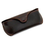 Load image into Gallery viewer, Brown Genuine Leather Eyeglasses &amp; Sunglasses Case with Magnetic Snap Closure
