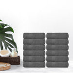 Load image into Gallery viewer, 12 Pack Smoke Grey Resort Collection Soft Washcloth Face Body Towel Set 12x12 in

