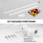 Load image into Gallery viewer, G128 Combo Pack: 6 Ft Tangle Free Aluminum Spinning Flagpole (White) &amp; Maryland MD State Flag 3x5 Ft, ToughWeave Series Embroidered 300D Polyester  Pole with Flag Included