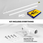Load image into Gallery viewer, G128 Combo Pack: 6 Ft Tangle Free Aluminum Spinning Flagpole (White) &amp; Barbados Barbadian Flag 3x5 Ft, LiteWeave Pro Series Printed 150D Polyester  Pole with Flag Included