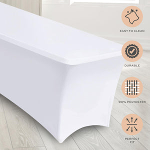 White Stretch Spandex Table Covers 4FT Pack of 2 Fitted Tablecloths 48x30 inch