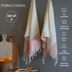 Load image into Gallery viewer, The Fine Living Co. Turkish Hand Towels Set of 2  100% Cotton Kitchen and Bathroom Hand Towels Decorative Hand Towels for Bath Guest Face Hair Tea Dishcloth 40”x18” (White &amp; red)
