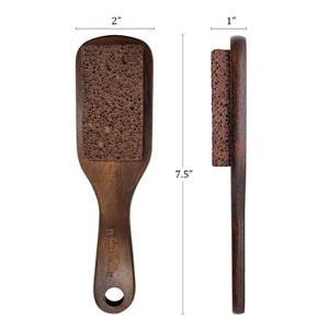Pumice Stone Foot Brush Scrubber Wooden Pedicure Foot File with Handle for Dry Dead Skin Corn & Callus Remover for Feet Foot Scraper Exfoliating Brush for Heels Elbows Hands