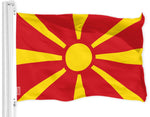 Load image into Gallery viewer, G128 Macedonia Macedonian Flag  3x5 Ft  LiteWeave Pro Series Printed 150D Polyester  Country Flag, Indoor/Outdoor, Vibrant Colors, Brass Grommets, Thicker and More Durable Than 100D 75D Polyester