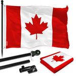 Load image into Gallery viewer, G128 Combo Pack: 5 Ft Tangle Free Aluminum Spinning Flagpole (Black) &amp; Canada Canadian Flag 2x3 Ft, LiteWeave Pro Series Printed 150D Polyester  Pole with Flag Included