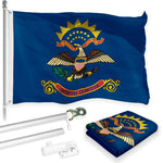 Load image into Gallery viewer, G128 Combo Pack: 6 Feet Tangle Free Spinning Flagpole (Silver) North Dakota ND State Flag 3x5 ft Printed 150D Brass Grommets (Flag Included) Aluminum Flag Pole