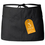 Load image into Gallery viewer, White Classic 3 Pack   Black Server Waist Aprons with 3 Pockets Waitress Half Apron