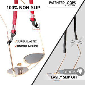SIGONNA Eye Glasses String Holder Strap  Eyeglass Straps Cords for Men Women Eyeglass Holders Around Neck Sunglasses String Chain Lanyard Retainer 2 Pcs (Black Red)