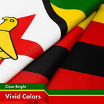 Load image into Gallery viewer, G128 5 Pack: Zimbabwe Zimbabwean Flag  3x5 Ft  LiteWeave Pro Series Printed 150D Poly  Country Flag, Indoor/Outdoor, Vibrant Colors, Brass Grommets, Thicker and More Durable Than 100D 75D Polyester