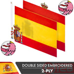 Load image into Gallery viewer, G128 Spain (Spanish) Flag  3x5 feet  Double Sided Embroidered 210D Indoor/Outdoor, Brass Grommets, Heavy Duty Polyester