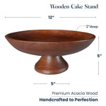 Load image into Gallery viewer, The Fine Living Co. Wooden Fruit Bowl Large Serving Platter for Dessert Round Shaped Serving Bowl for Cake Snacks Acacia Wood Bowls for Centrepiece Wedding Walnut 12 x2
