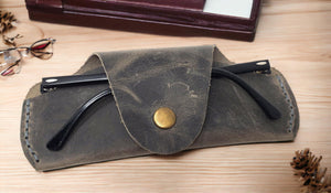 Soft Leather Glasses Case Slim Eyeglass Sleeve Case  Sunglass Case for Men and Women Retro Design Eyewear Case
