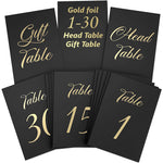 Load image into Gallery viewer, Black Table Numbers 1 30 for Wedding Reception with Gold Foil Table Number Cards 4x6 with Head &amp; Gift Table Restaurant Table Numbers Wedding Numbers for Tables Card Stock Wedding Table Numbers