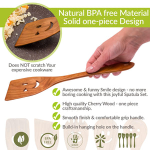Spatula Set Cherry Wood Spurtle Supplies Cast Scraper Wooden Spoons 5 Pcs Set