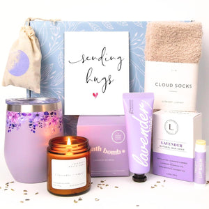 Unboxme Lavender Spa Gift Set   Relaxation Gifts For Women   Get Well Soon Gift