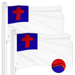 Load image into Gallery viewer, G128 2 Pack: Christian Flag  1x1.5 Ft  ToughWeave Series Embroidered 300D Polyester  Religious Flag, Embroidered Design, Indoor/Outdoor, Brass Grommets