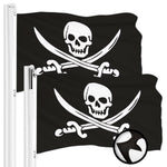 Load image into Gallery viewer, G128 2 Pack: Pirate Jolly Roger Swords Flag  3x5 Ft  ToughWeave Series Embroidered 300D Polyester  Novelty Flag, Embroidered Design, Indoor/Outdoor, Brass Grommets